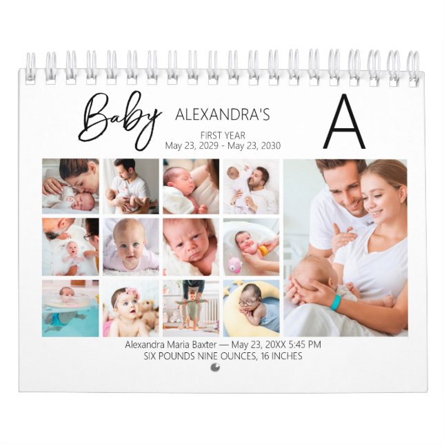 Baby's First Year Photo Collage Family Keepsake Calendar (Cover)