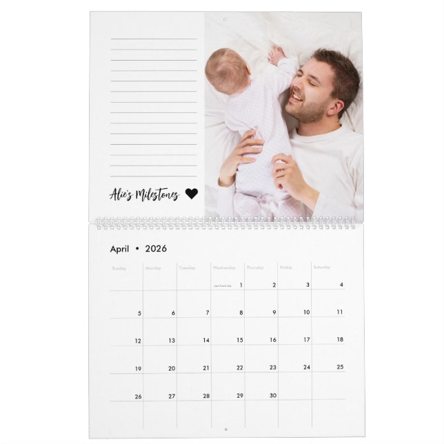 Baby's First Year Photo Collage Family Keepsake Calendar (Apr 2026)