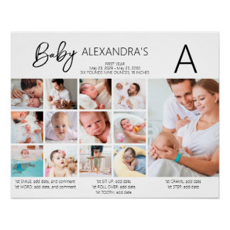 Baby's First Year Photo Collage Family Keepsake Poster