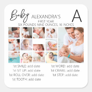 Baby's First Year Photo Collage Family Keepsake Square Sticker