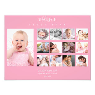 Baby's First Year Photo Collage Keepsake Girl