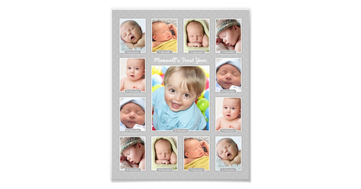 Baby's First Year Photo Keepsake Collage Print Zazzle.co.uk