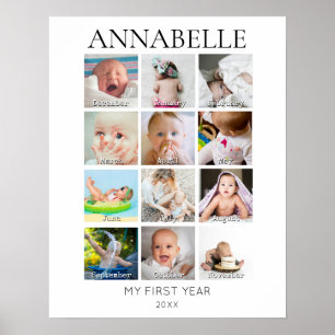 baby's first year photos collage year in pictures poster