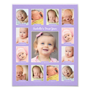 Babys First Year Purple Keepsake Photo Collage