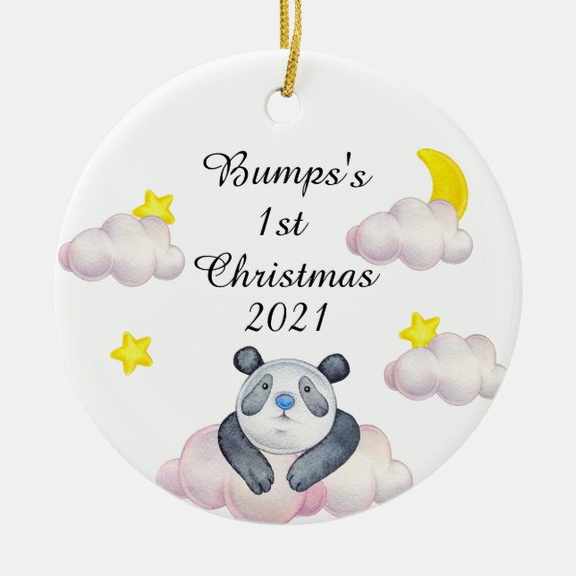 Baby's fisrt bump christmas ceramic ornament (Front)