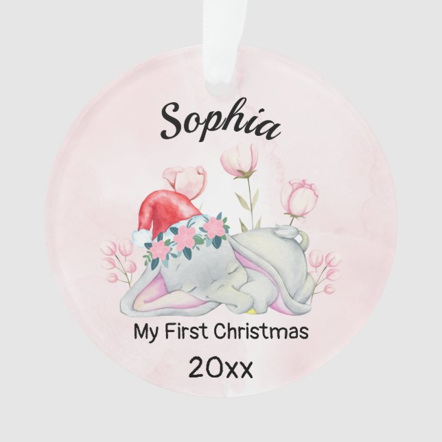 Baby's Girl My First Christmas 2023 Personalised  Ornament (Front)