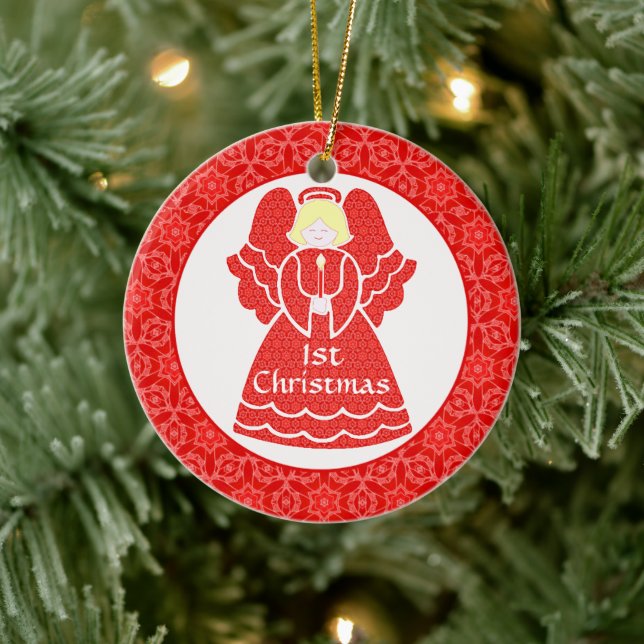 Baby's Girl's 1st Christmas Angel Ceramic Tree Decoration (Tree)