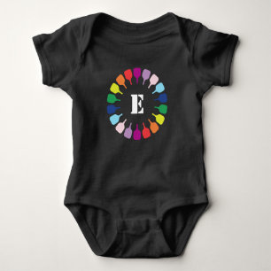 Baby's initial Awesome Pickleball circle Baby Bodysuit