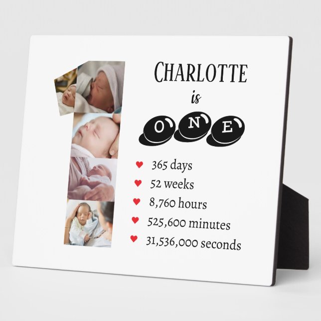 Baby's Ist Year Photo Collage Number 1 Plaque (Side)