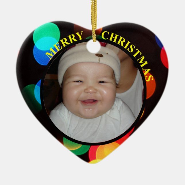 Baby's Merry Christmas Photo Ornament (Front)