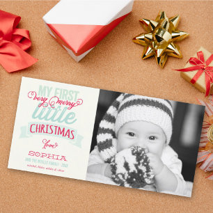 Baby's My Very Merry Little Christmas Cute Photo Holiday Card