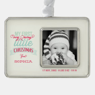 Baby's My Very Merry Little Christmas Cute Photo Silver Plated Framed Ornament
