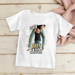 Baby's Name Modern Simple Grunge Custom Baby Photo T-Shirt