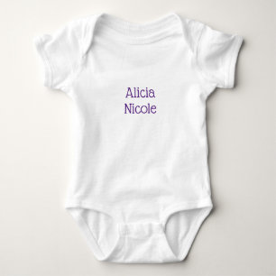 Baby's Name Text in Purple Ink Baby Bodysuit