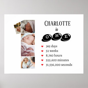 Baby's One Year Photo Collage Nursery Wall Art