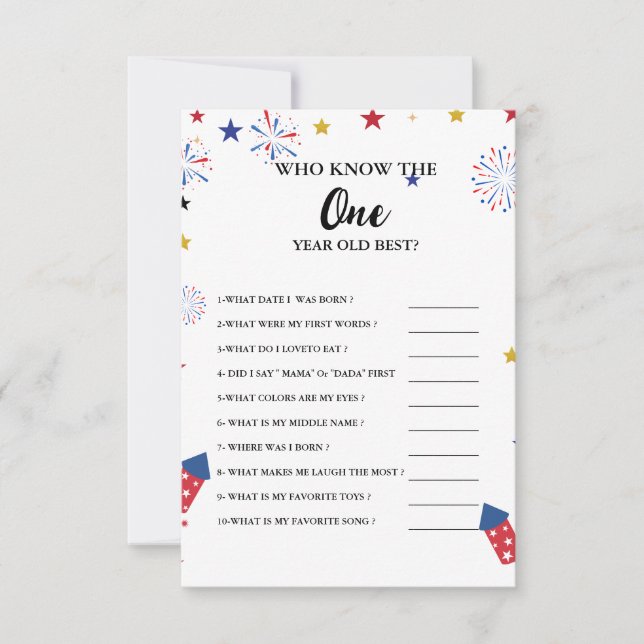 Baby's Party Game 1st Birthday How Well Do You kno (Front)