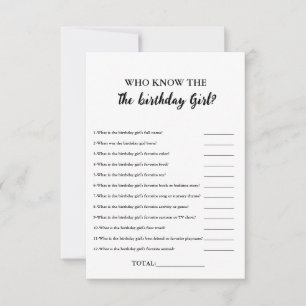 Baby's Party Game Girl Birthday How Well Do You