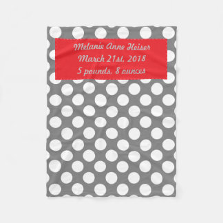 Baby's Personalised Polka Dots Fleece Blanket