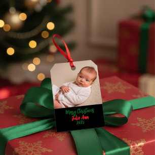   BABY'S Photo First Christmas Personalise Gift Tags