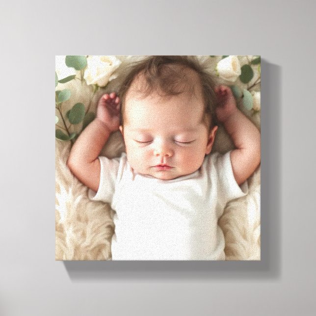 Baby's Photo Personalise Canvas Print (Front)