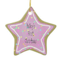 Baby's Pink Star Cookie with Sprinkles 1st  -