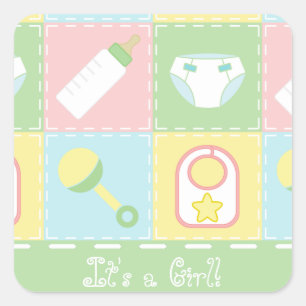 Baby's Quilt Announcement Sticker