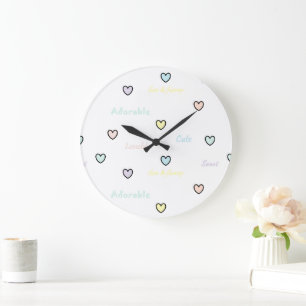 Baby's Room Clock with Tiny Pastel Hearts HAMbyWG