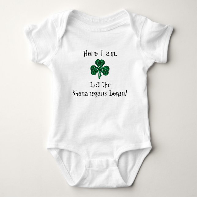Baby's St Patrick's Day Let the Shenanigans Begin! Baby Bodysuit (Front)