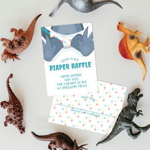 Babysaurus T-rex Blue Diaper Raffle Enclosure Card