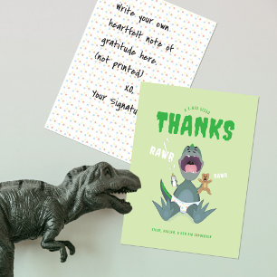 Babysaurus T-rex Green Thank You Card