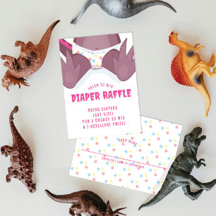 Babysaurus T-rex Pink Diaper Raffle Enclosure Card