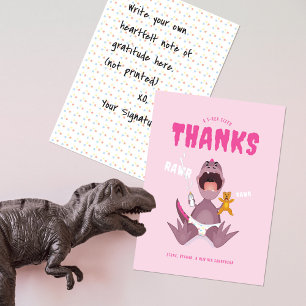 Babysaurus T-rex Pink Thank You Card