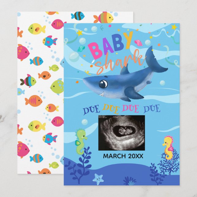 BabyShark Ultrasound Photo Pregnancy Announcement (Front/Back)