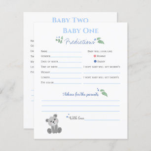 Babyshower baby predictions rustic twin boy theme