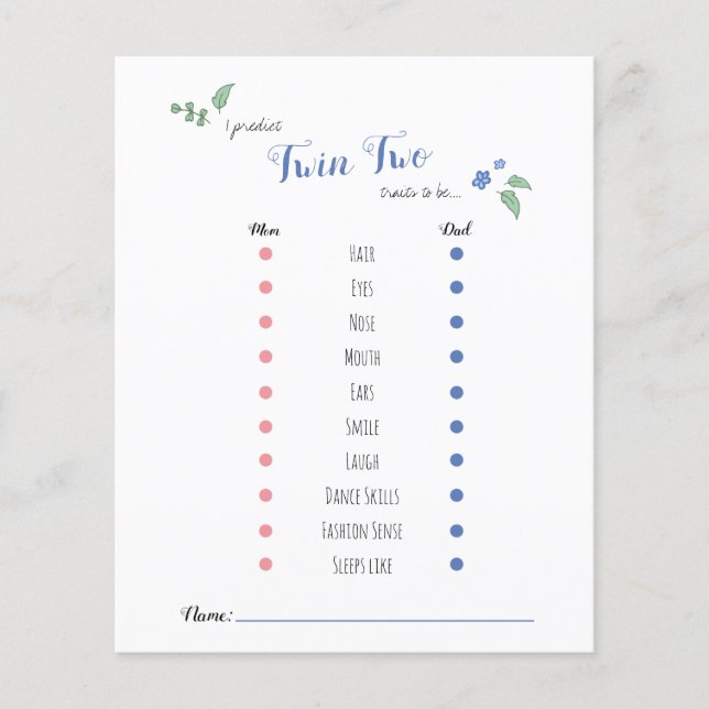 Babyshower baby predictions twin bear theme (Front)