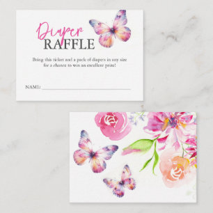 Babyshower Enclosure Cards Diaper Raffle Butterfly