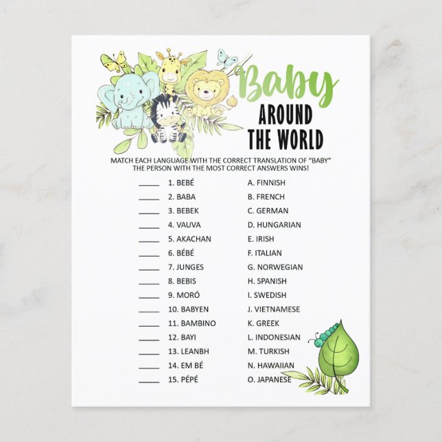 BabyShower Game/Answer on back (Front)