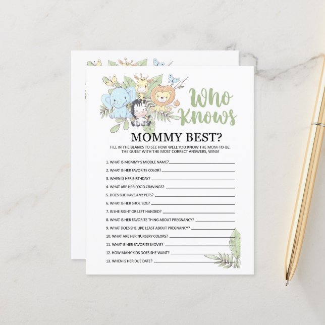 BabyShower Game who know Mummy/Daddy on back (Front/Back In Situ)