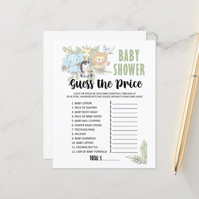 BabyShower Guess Price  Game  (Front/Back In Situ)