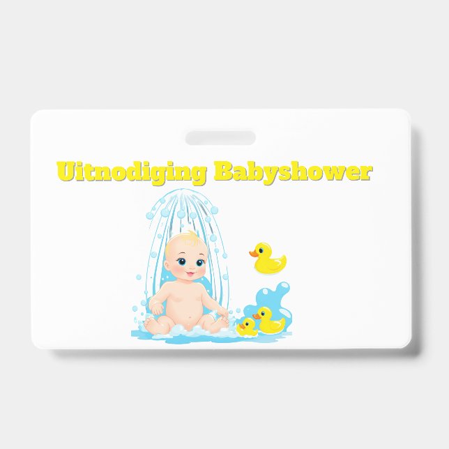 Babyshower Uitnodiging Badge - Schattige Baby en E ID Badge (Front)