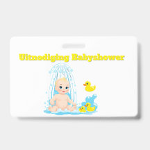Babyshower Uitnodiging Badge - Schattige Baby en E