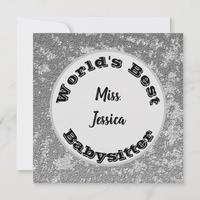 Babysitter Appreciation Marbled Silver Thank You (Front)