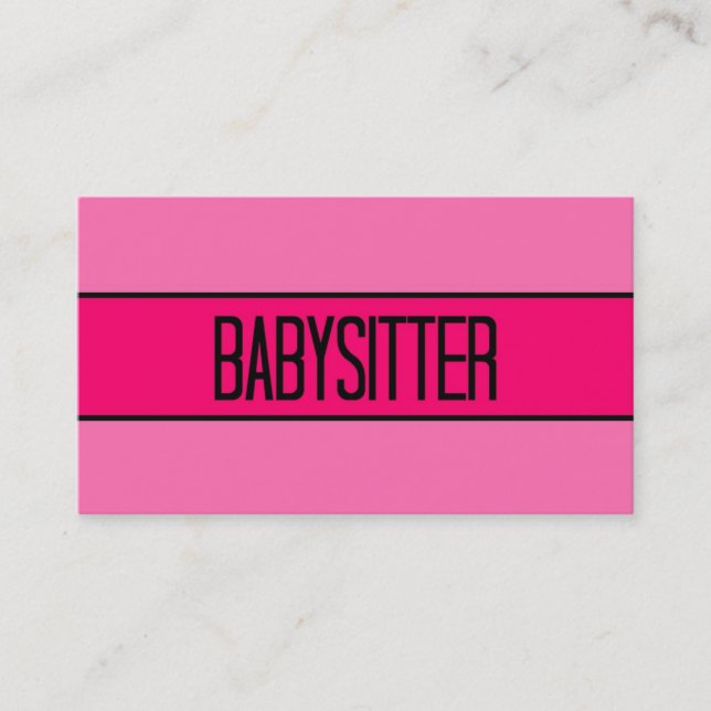 Babysitter Baby and Hot Pink Business Card (Front)