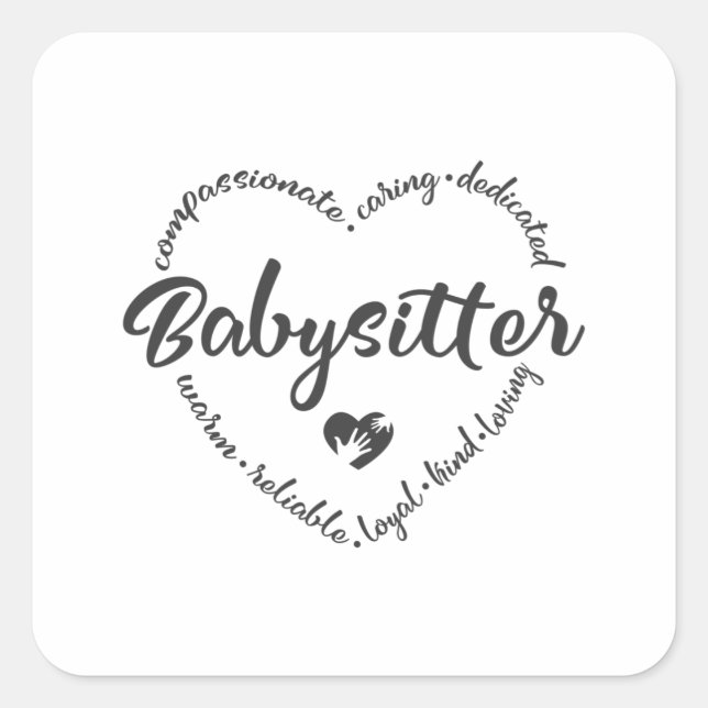 Babysitter, baby sitter, nanny, au pair square sticker (Front)