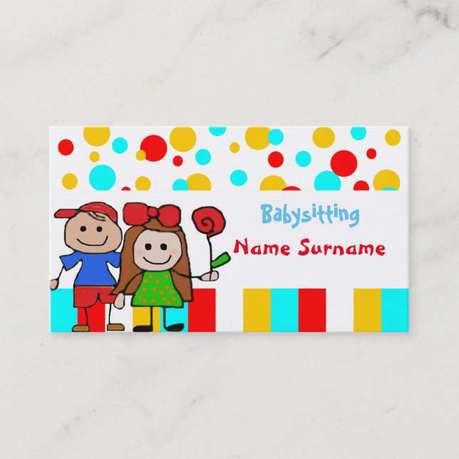 babysitter,babysitting, nursery school .... business card (Front)