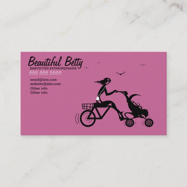 Babysitter Bicycle Baby Stroller Business Card (Front)