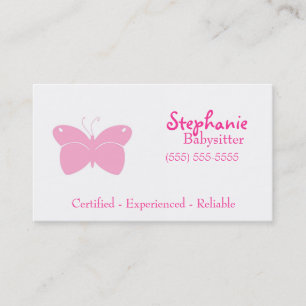 Babysitter Business Card - Pink Butterfly