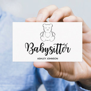 Babysitter Calligraphy Aesthetics Sketch Bear Cute Business Card