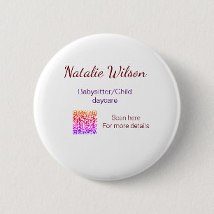Babysitter child daycare nanny add name details q 6 cm round badge