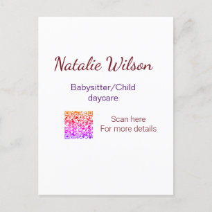 Babysitter child daycare nanny add name details q  postcard